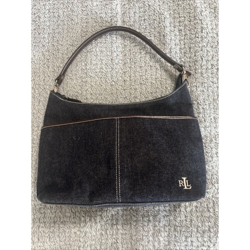 Lauren Ralph Lauren Denim Crossbody Bag with Brown Trim